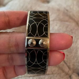 Authentic Coach Logo Black/Silver bangle